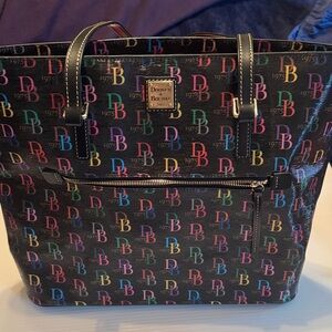 Dooney & Bourke Black Multicolor Monogram Logo Tote